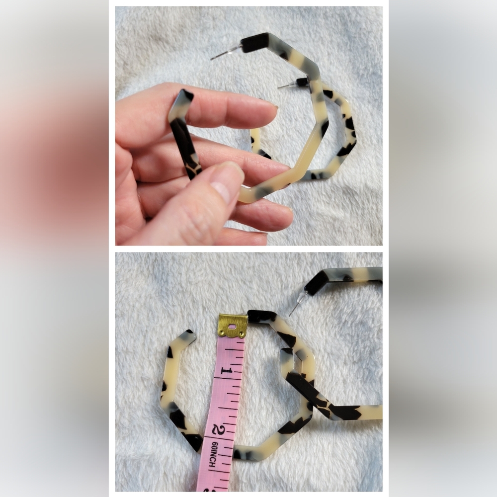 NWOT Various Pretty Hexagonal Open Hoop Resin Earrings [Lot of 4] - Picture 7 of 10